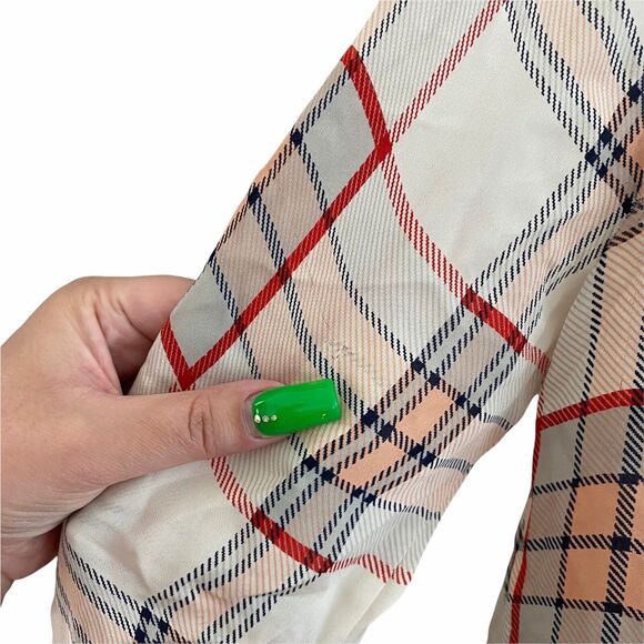 Joie XS Blouse Button Front 100% Silk Long Sleeve Plaid Shirt Top - Picture 9 of 11